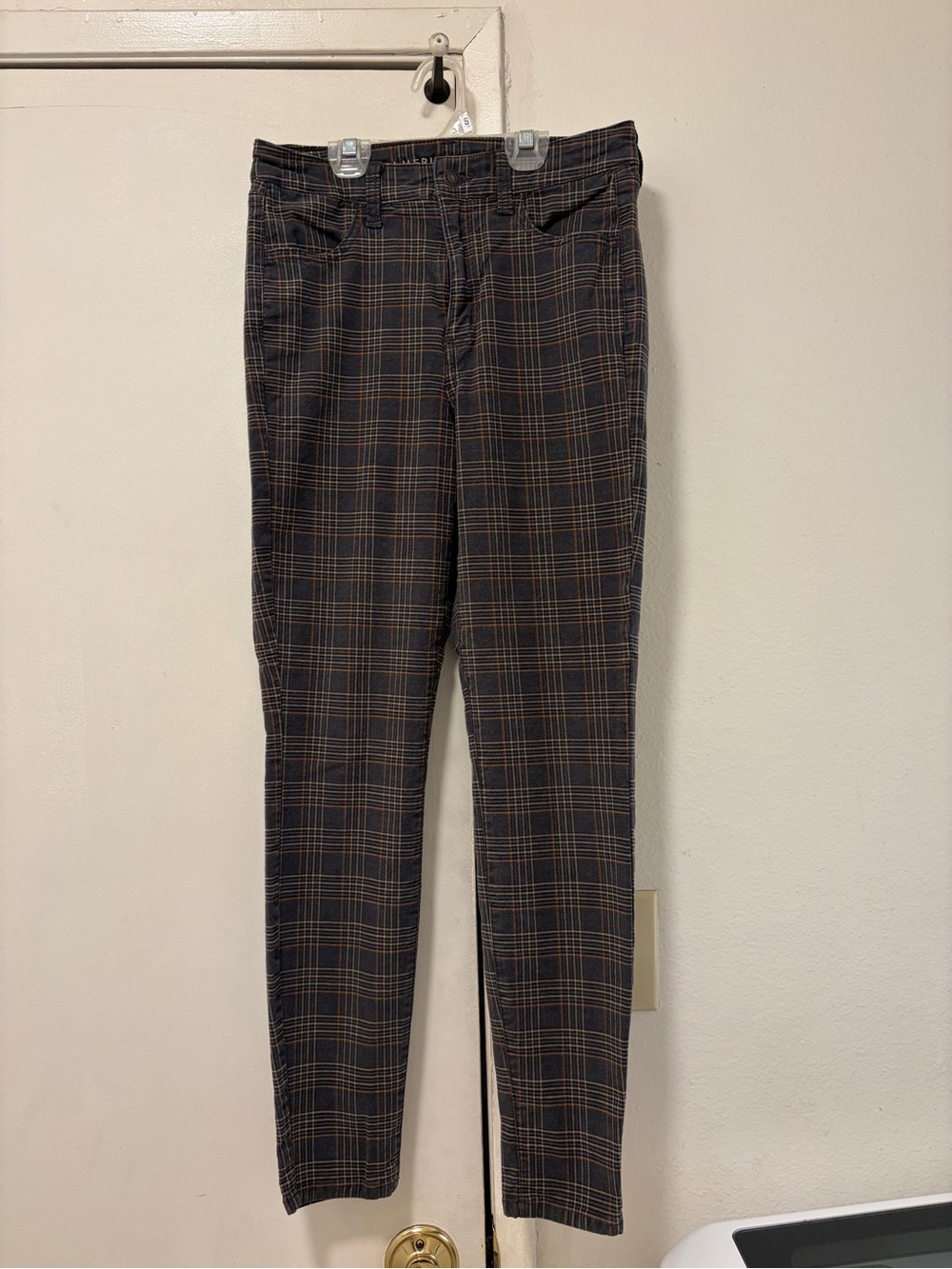 American Eagle Plaid Print Skinny Jeans